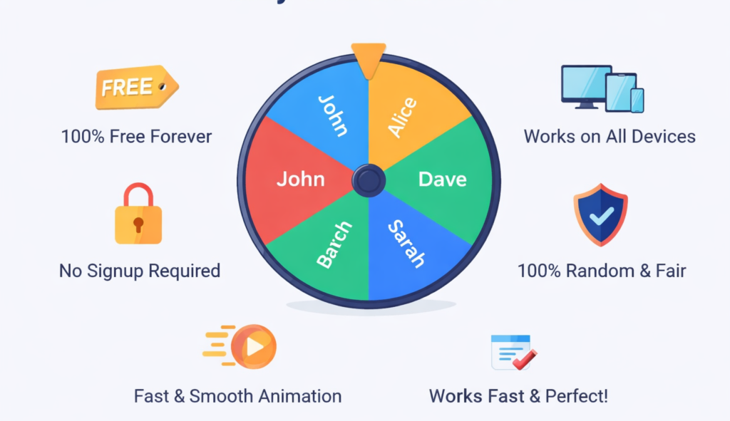 Spin wheel random name picker tool